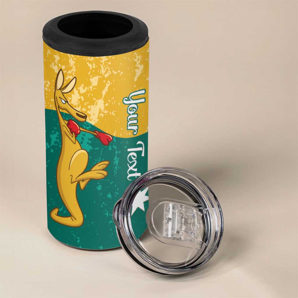 Personalised Boxing Kangaroo 4 in 1 Can Cooler Tumbler Aussie Oi Oi Oi Sporty National Color - Aussie Hoodie