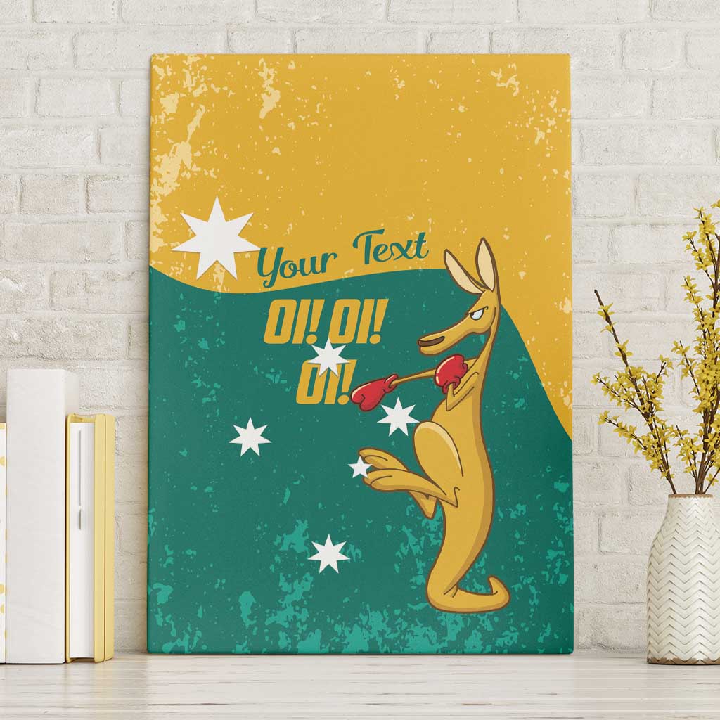 Personalised Boxing Kangaroo Canvas Wall Art Aussie Oi Oi Oi Sporty National Color - Aussie Hoodie
