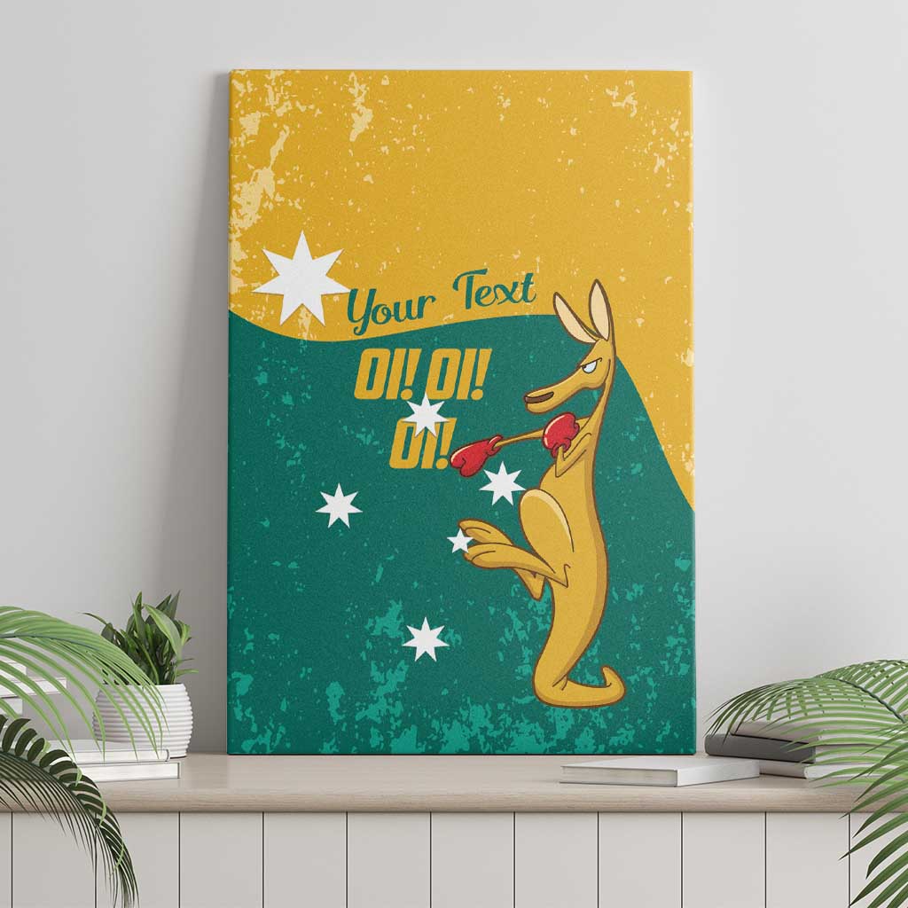 Personalised Boxing Kangaroo Canvas Wall Art Aussie Oi Oi Oi Sporty National Color - Aussie Hoodie