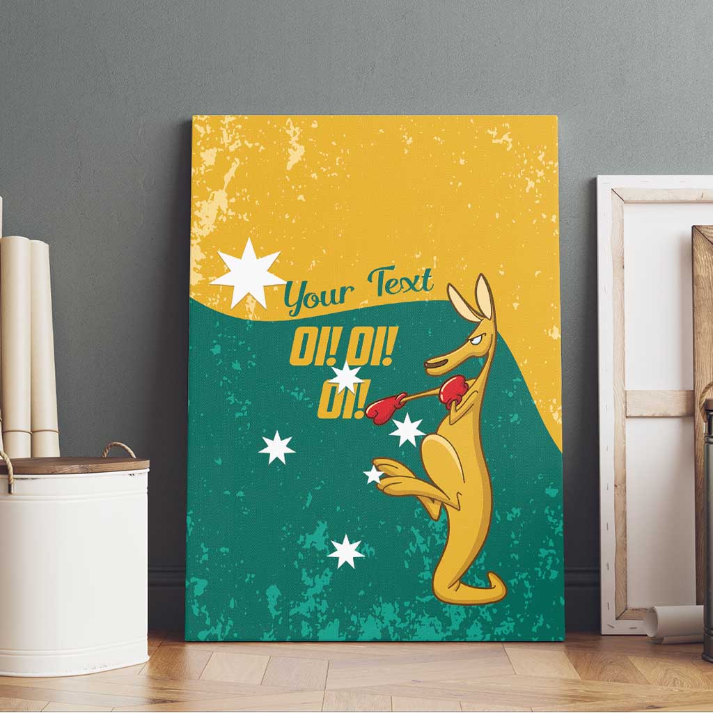 Personalised Boxing Kangaroo Canvas Wall Art Aussie Oi Oi Oi Sporty National Color - Aussie Hoodie