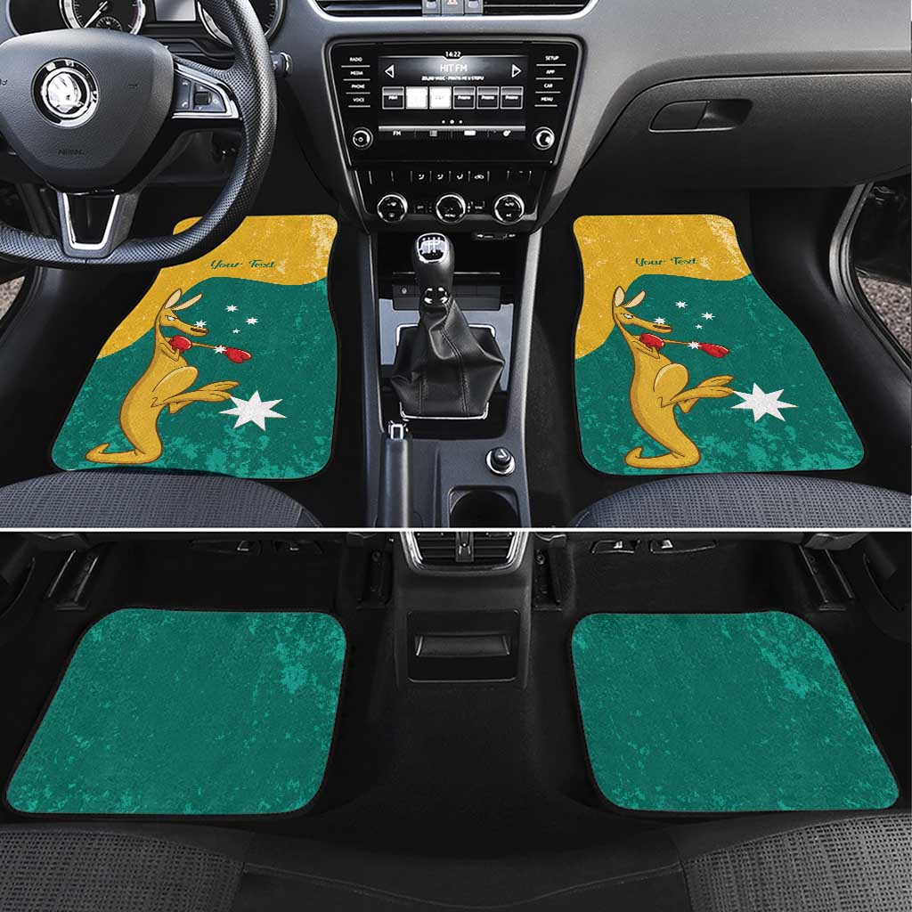 Personalised Boxing Kangaroo Car Mats Aussie Oi Oi Oi Sporty National Color - Aussie Hoodie
