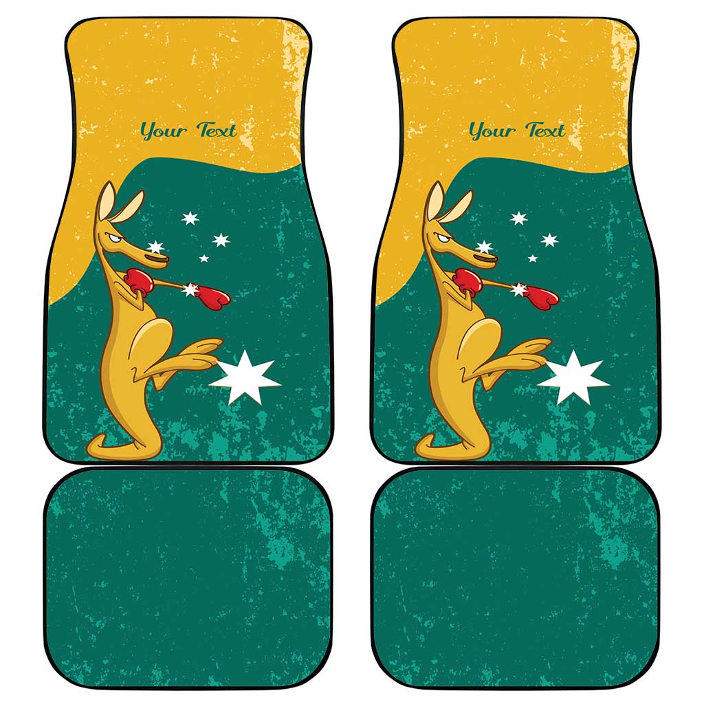 Personalised Boxing Kangaroo Car Mats Aussie Oi Oi Oi Sporty National Color - Aussie Hoodie