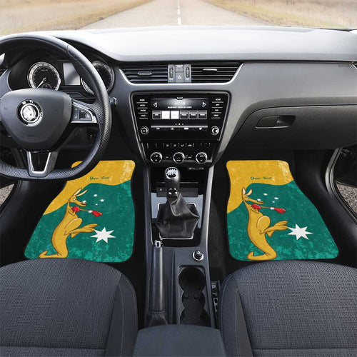 Personalised Boxing Kangaroo Car Mats Aussie Oi Oi Oi Sporty National Color - Aussie Hoodie