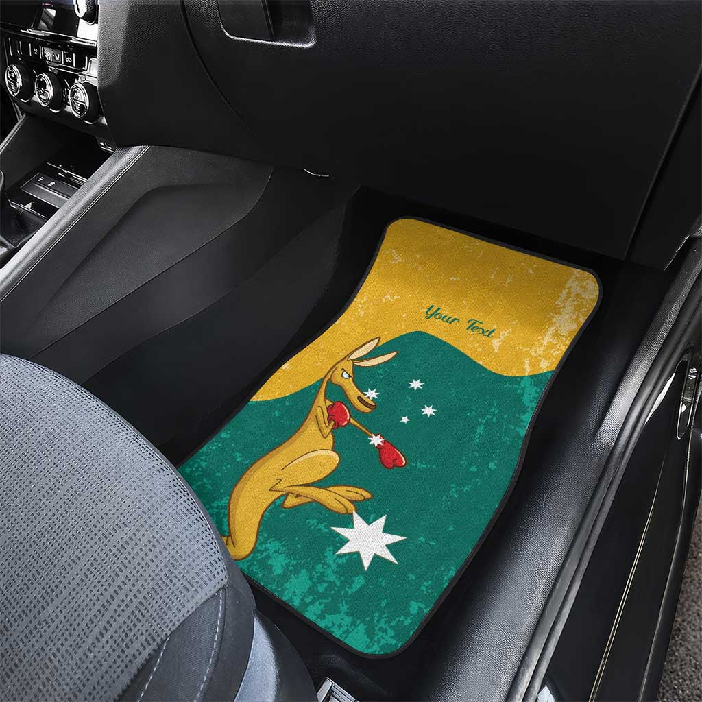 Personalised Boxing Kangaroo Car Mats Aussie Oi Oi Oi Sporty National Color - Aussie Hoodie