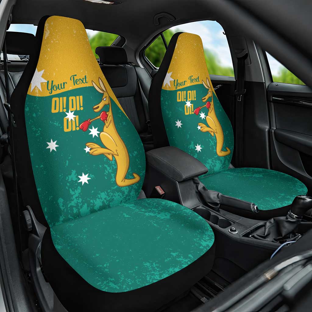 Personalised Boxing Kangaroo Car Seat Cover Aussie Oi Oi Oi Sporty National Color - Aussie Hoodie