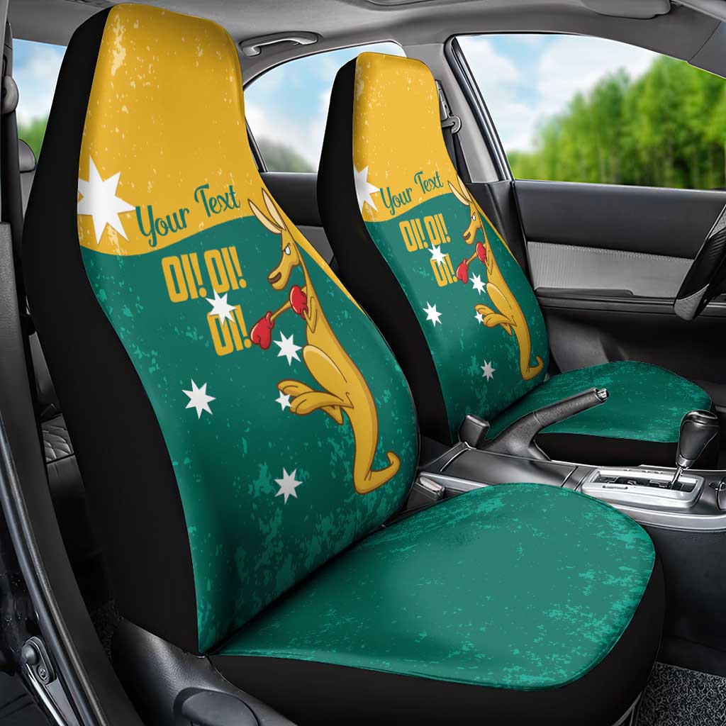 Personalised Boxing Kangaroo Car Seat Cover Aussie Oi Oi Oi Sporty National Color - Aussie Hoodie