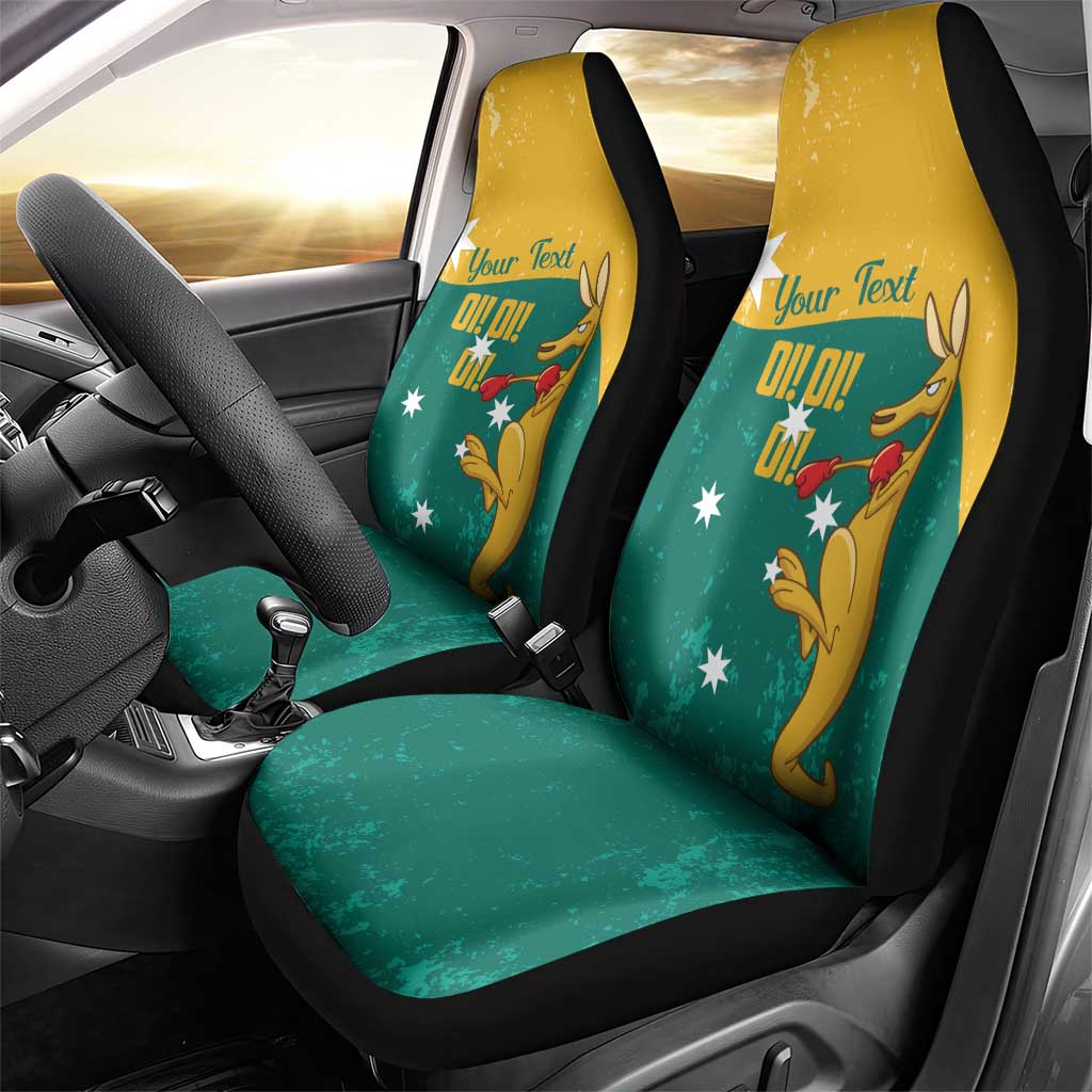 Personalised Boxing Kangaroo Car Seat Cover Aussie Oi Oi Oi Sporty National Color - Aussie Hoodie