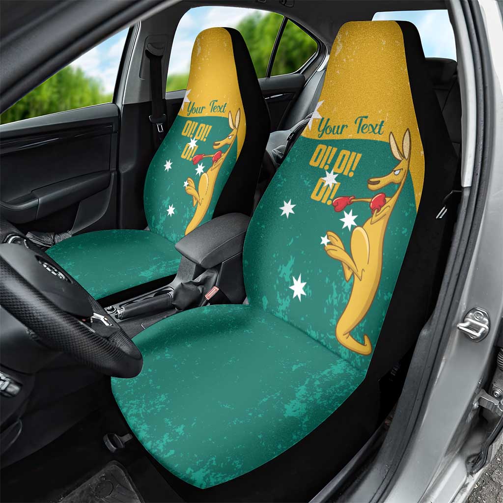 Personalised Boxing Kangaroo Car Seat Cover Aussie Oi Oi Oi Sporty National Color - Aussie Hoodie