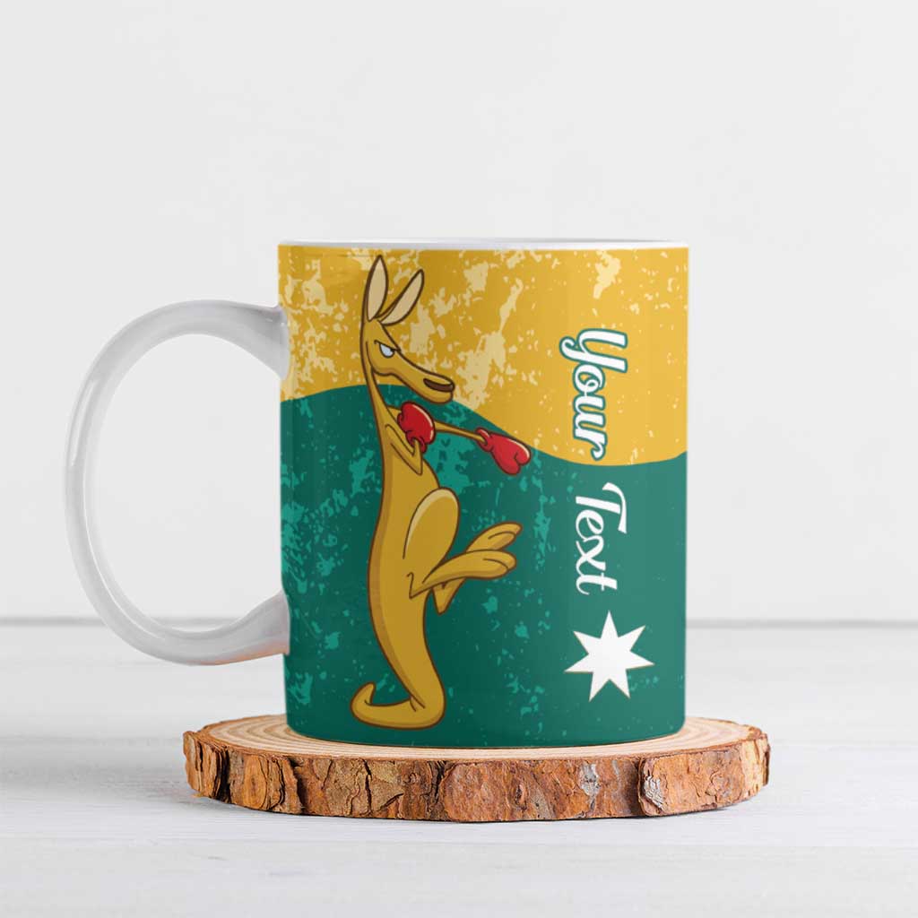 Personalised Boxing Kangaroo Ceramic Mug Aussie Oi Oi Oi Sporty National Color - Aussie Hoodie