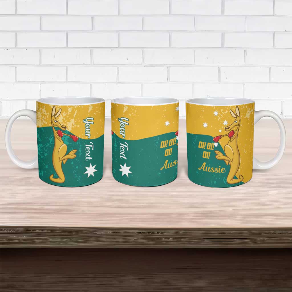 Personalised Boxing Kangaroo Ceramic Mug Aussie Oi Oi Oi Sporty National Color - Aussie Hoodie