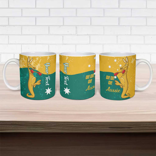 Personalised Boxing Kangaroo Ceramic Mug Aussie Oi Oi Oi Sporty National Color - Aussie Hoodie