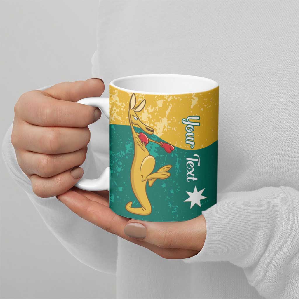 Personalised Boxing Kangaroo Ceramic Mug Aussie Oi Oi Oi Sporty National Color - Aussie Hoodie