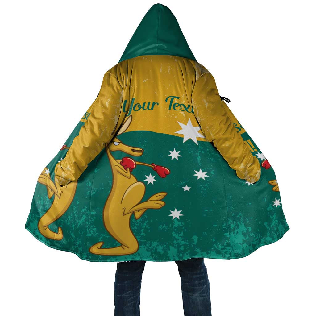 Personalised Boxing Kangaroo Cloak Aussie Oi Oi Oi Sporty National Color - Aussie Hoodie