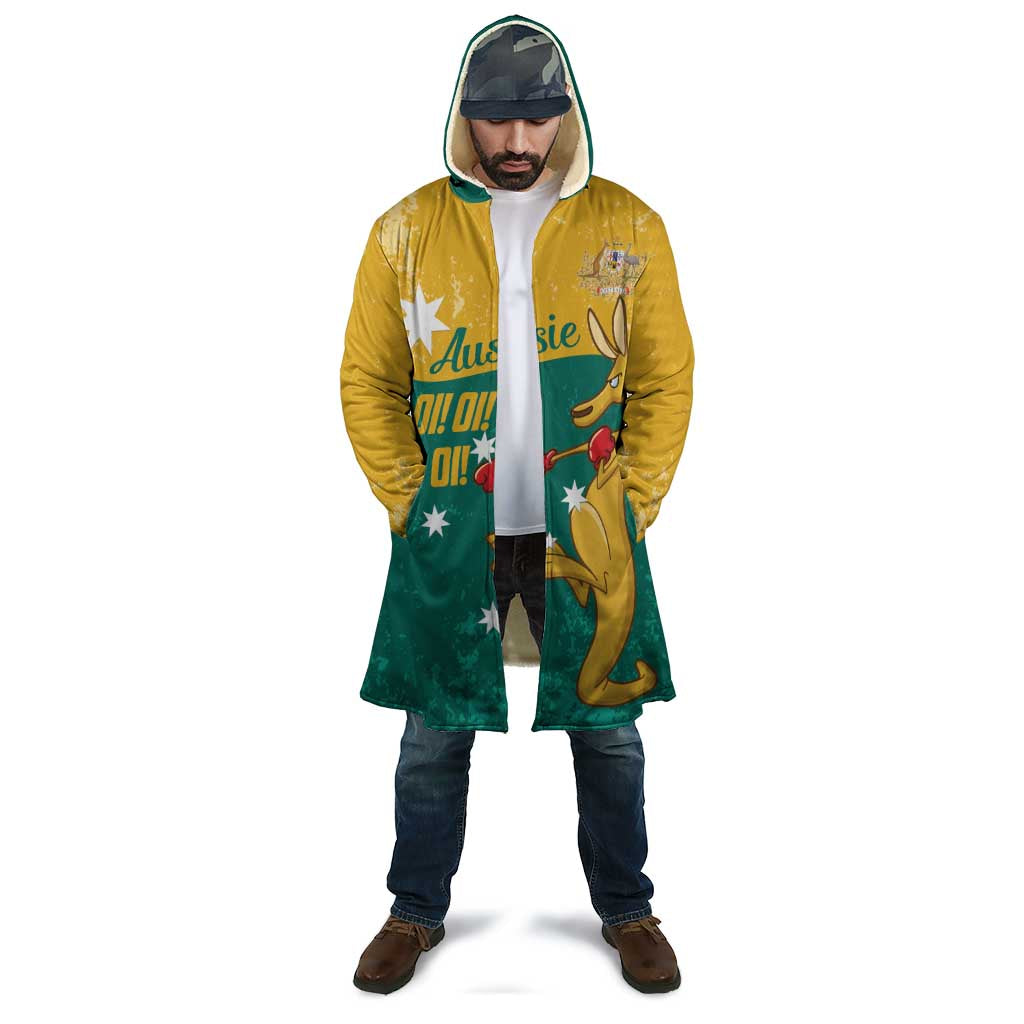 Personalised Boxing Kangaroo Cloak Aussie Oi Oi Oi Sporty National Color - Aussie Hoodie