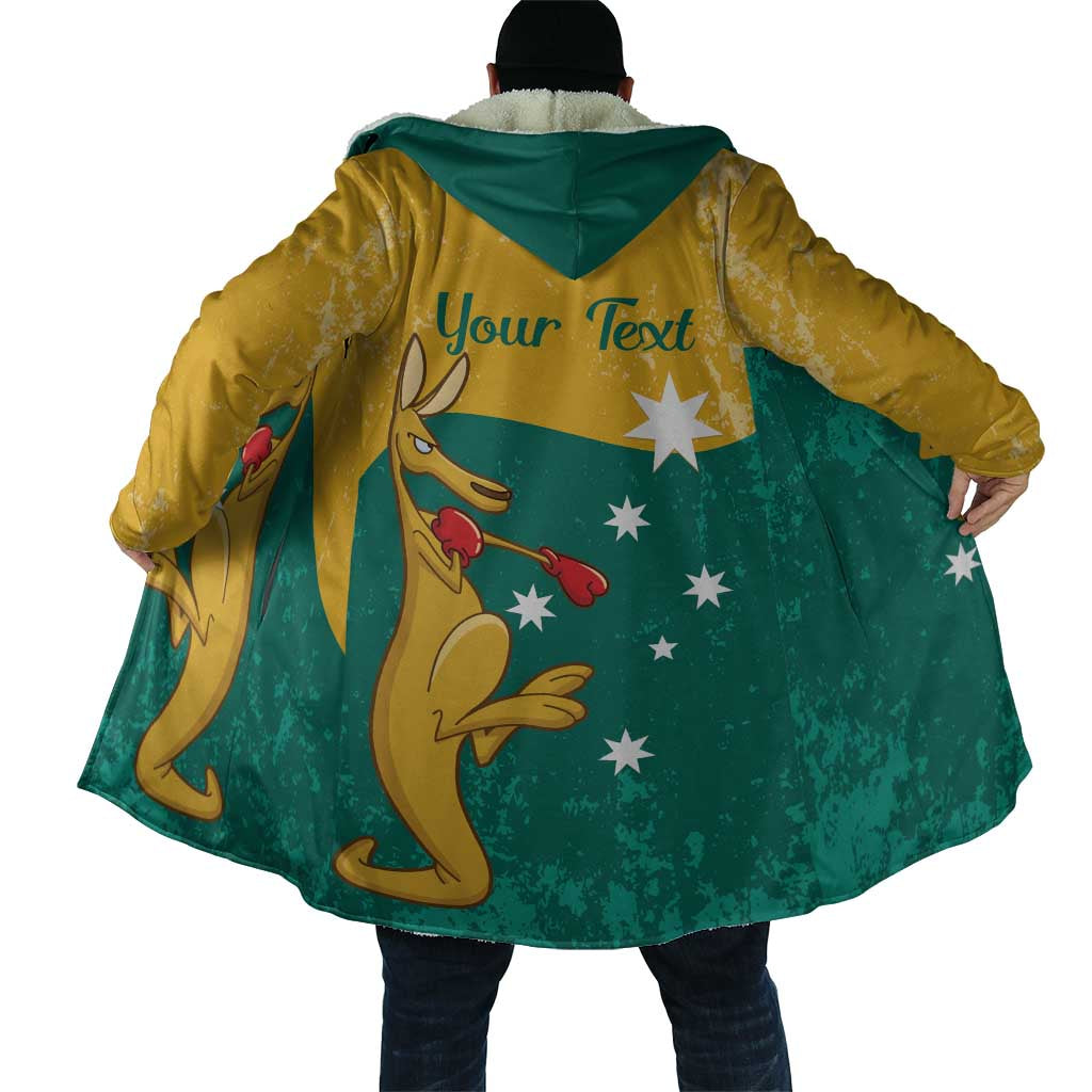 Personalised Boxing Kangaroo Cloak Aussie Oi Oi Oi Sporty National Color - Aussie Hoodie