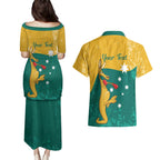 Personalised Boxing Kangaroo Couples Matching Puletasi and Hawaiian Shirt Aussie Oi Oi Oi Sporty National Color - Aussie Hoodie