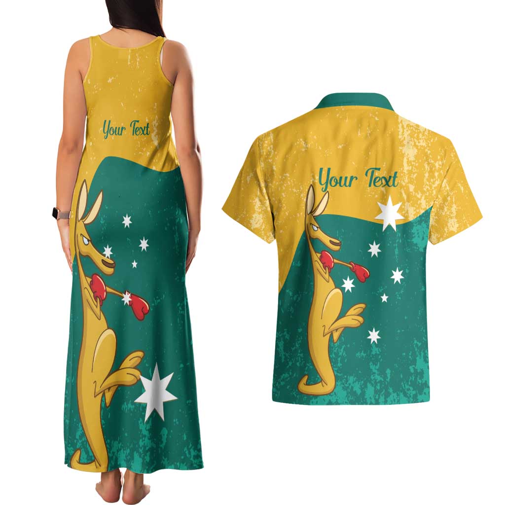 Personalised Boxing Kangaroo Couples Matching Tank Maxi Dress and Hawaiian Shirt Aussie Oi Oi Oi Sporty National Color - Aussie Hoodie