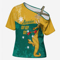 Personalised Boxing Kangaroo Cross Shoulder Shirt Aussie Oi Oi Oi Sporty National Color - Aussie Hoodie