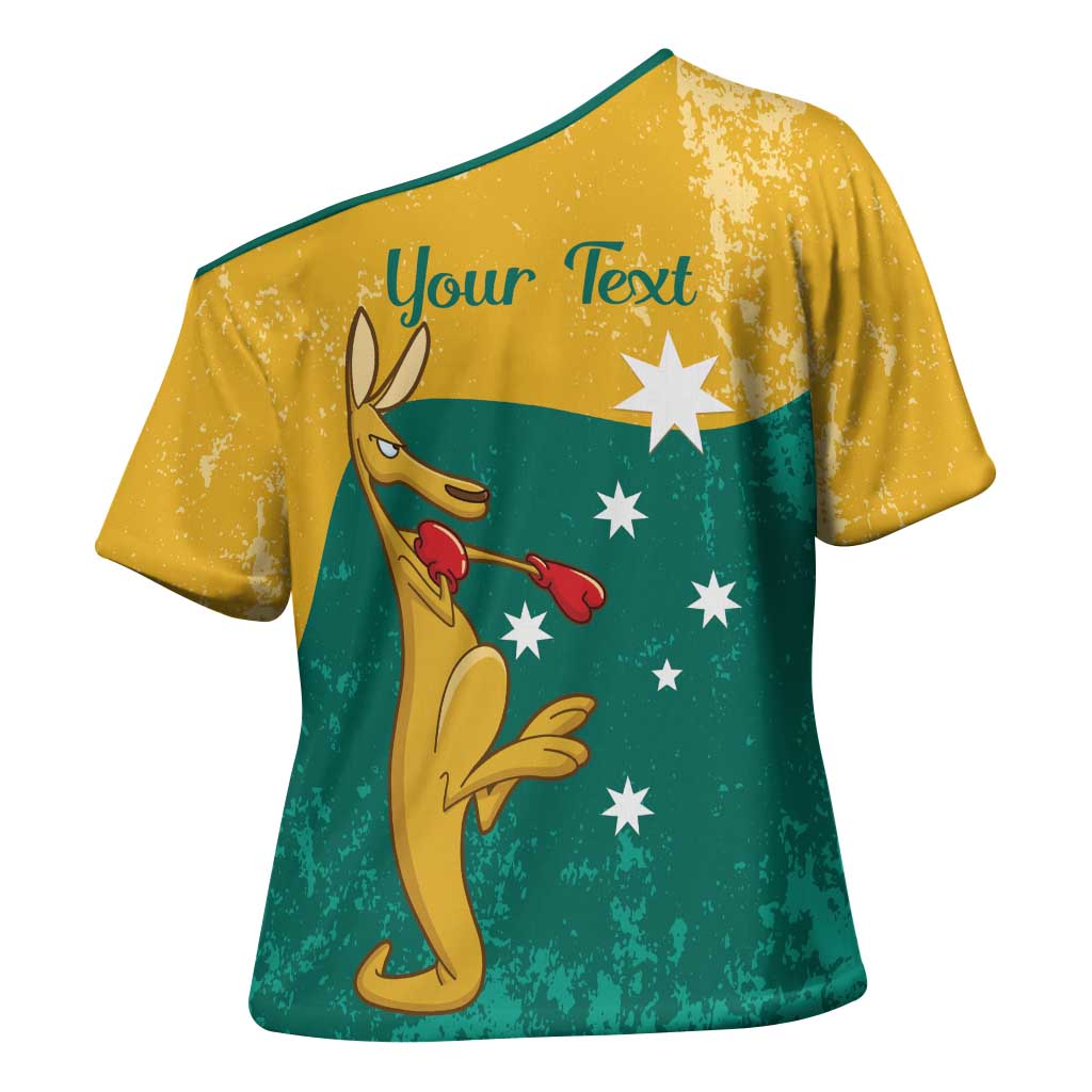 Personalised Boxing Kangaroo Cross Shoulder Shirt Aussie Oi Oi Oi Sporty National Color - Aussie Hoodie
