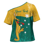 Personalised Boxing Kangaroo Cross Shoulder Shirt Aussie Oi Oi Oi Sporty National Color - Aussie Hoodie