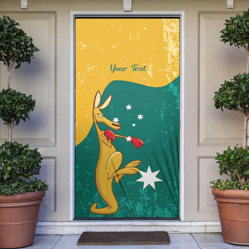 Personalised Boxing Kangaroo Door Cover Aussie Oi Oi Oi Sporty National Color - Aussie Hoodie