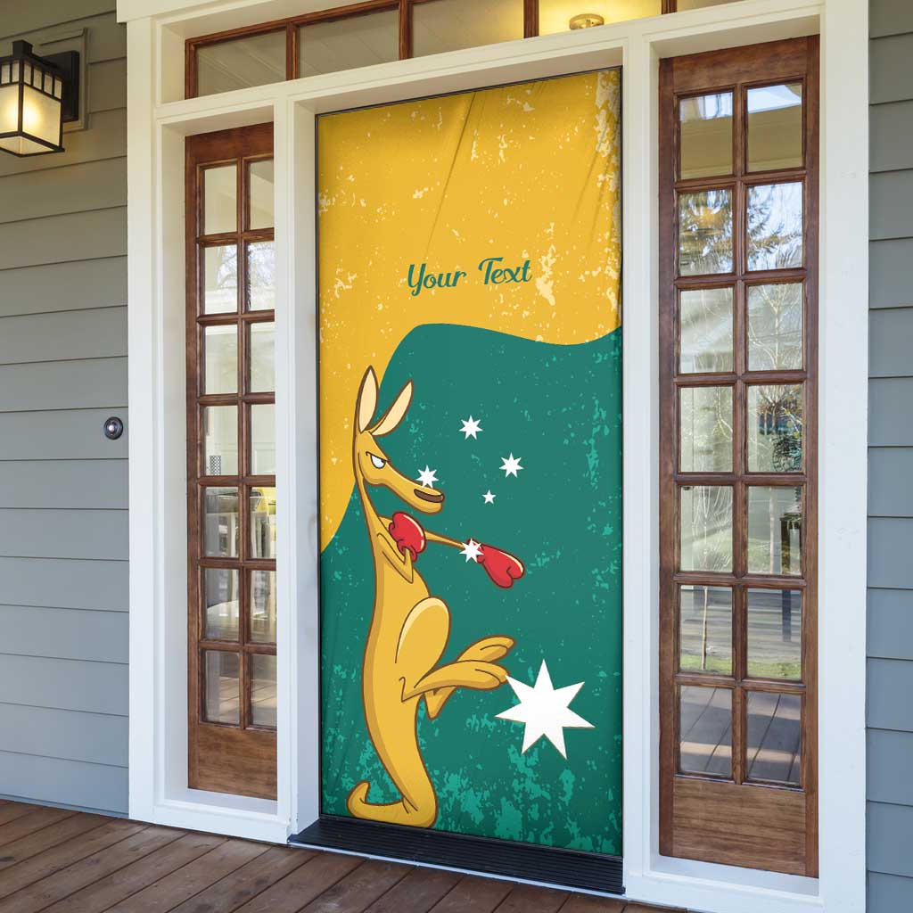 Personalised Boxing Kangaroo Door Cover Aussie Oi Oi Oi Sporty National Color - Aussie Hoodie