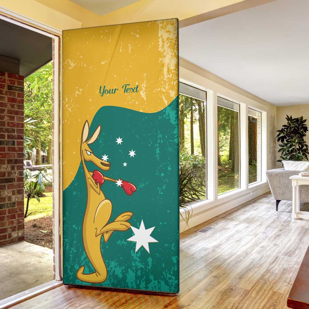 Personalised Boxing Kangaroo Door Cover Aussie Oi Oi Oi Sporty National Color - Aussie Hoodie