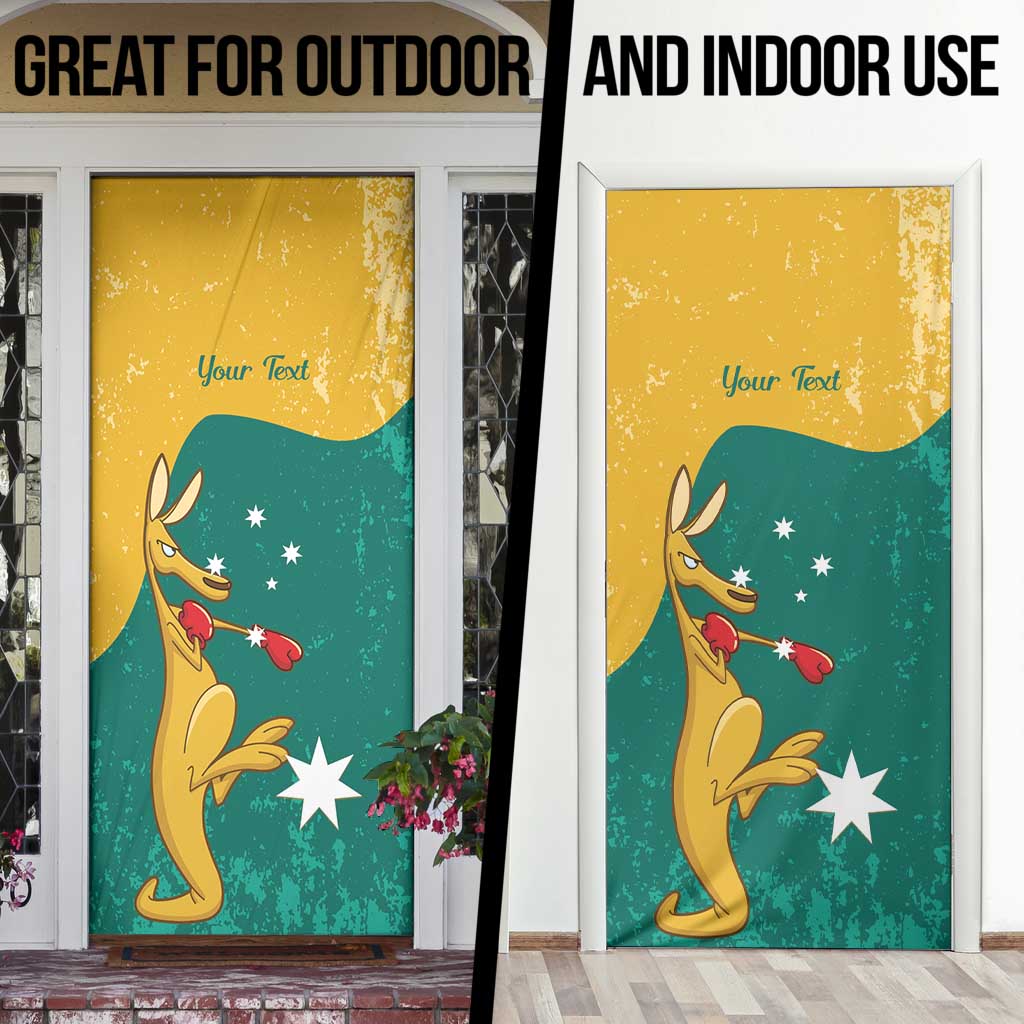 Personalised Boxing Kangaroo Door Cover Aussie Oi Oi Oi Sporty National Color - Aussie Hoodie