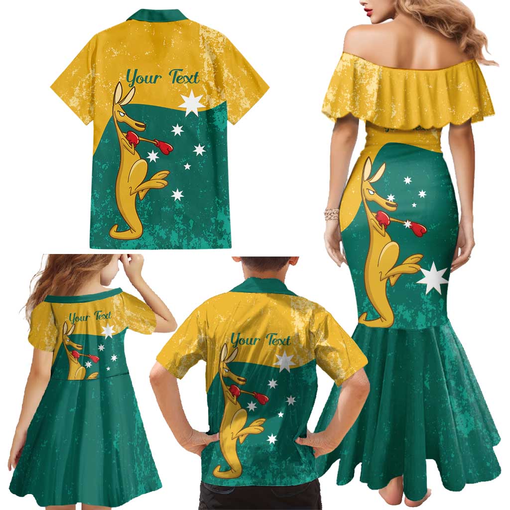 Personalised Boxing Kangaroo Family Matching Mermaid Dress and Hawaiian Shirt Aussie Oi Oi Oi Sporty National Color - Aussie Hoodie