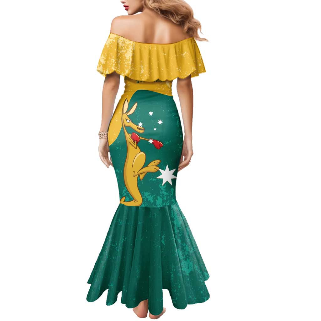 Personalised Boxing Kangaroo Family Matching Mermaid Dress and Hawaiian Shirt Aussie Oi Oi Oi Sporty National Color - Aussie Hoodie