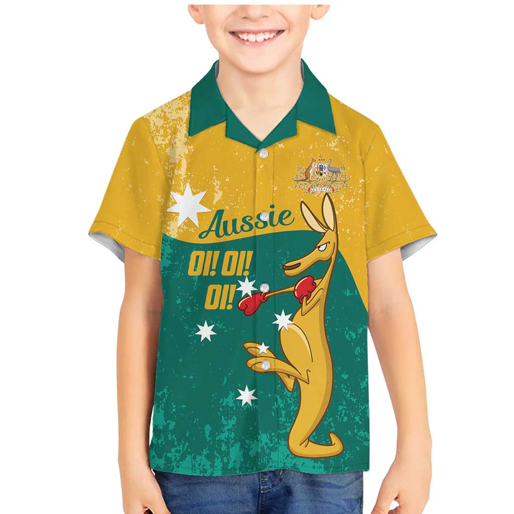 Personalised Boxing Kangaroo Family Matching Mermaid Dress and Hawaiian Shirt Aussie Oi Oi Oi Sporty National Color - Aussie Hoodie