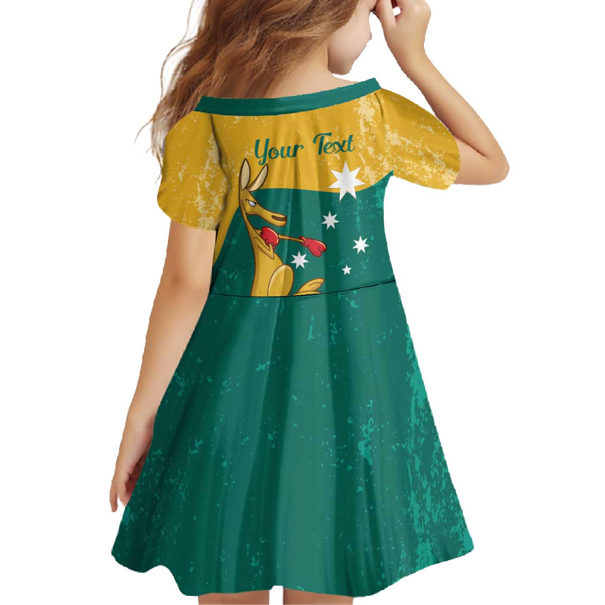 Personalised Boxing Kangaroo Family Matching Off The Shoulder Long Sleeve Dress and Hawaiian Shirt Aussie Oi Oi Oi Sporty National Color - Aussie Hoodie