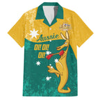 Personalised Boxing Kangaroo Family Matching Off The Shoulder Long Sleeve Dress and Hawaiian Shirt Aussie Oi Oi Oi Sporty National Color - Aussie Hoodie