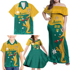 Personalised Boxing Kangaroo Family Matching Off Shoulder Maxi Dress and Hawaiian Shirt Aussie Oi Oi Oi Sporty National Color - Aussie Hoodie