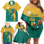 Personalised Boxing Kangaroo Family Matching Off Shoulder Short Dress and Hawaiian Shirt Aussie Oi Oi Oi Sporty National Color - Aussie Hoodie