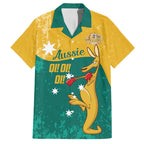 Personalised Boxing Kangaroo Family Matching Off Shoulder Short Dress and Hawaiian Shirt Aussie Oi Oi Oi Sporty National Color - Aussie Hoodie