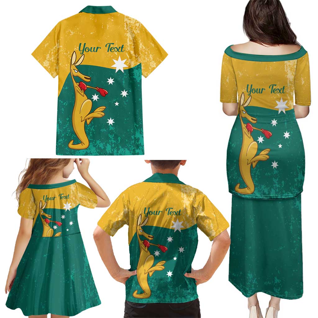 Personalised Boxing Kangaroo Family Matching Puletasi and Hawaiian Shirt Aussie Oi Oi Oi Sporty National Color - Aussie Hoodie