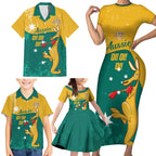 Personalised Boxing Kangaroo Family Matching Short Sleeve Bodycon Dress and Hawaiian Shirt Aussie Oi Oi Oi Sporty National Color - Aussie Hoodie