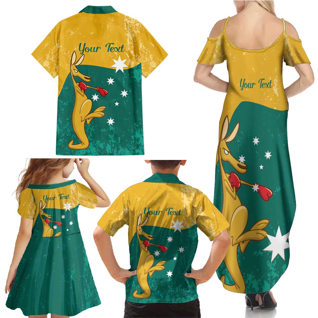 Personalised Boxing Kangaroo Family Matching Summer Maxi Dress and Hawaiian Shirt Aussie Oi Oi Oi Sporty National Color - Aussie Hoodie