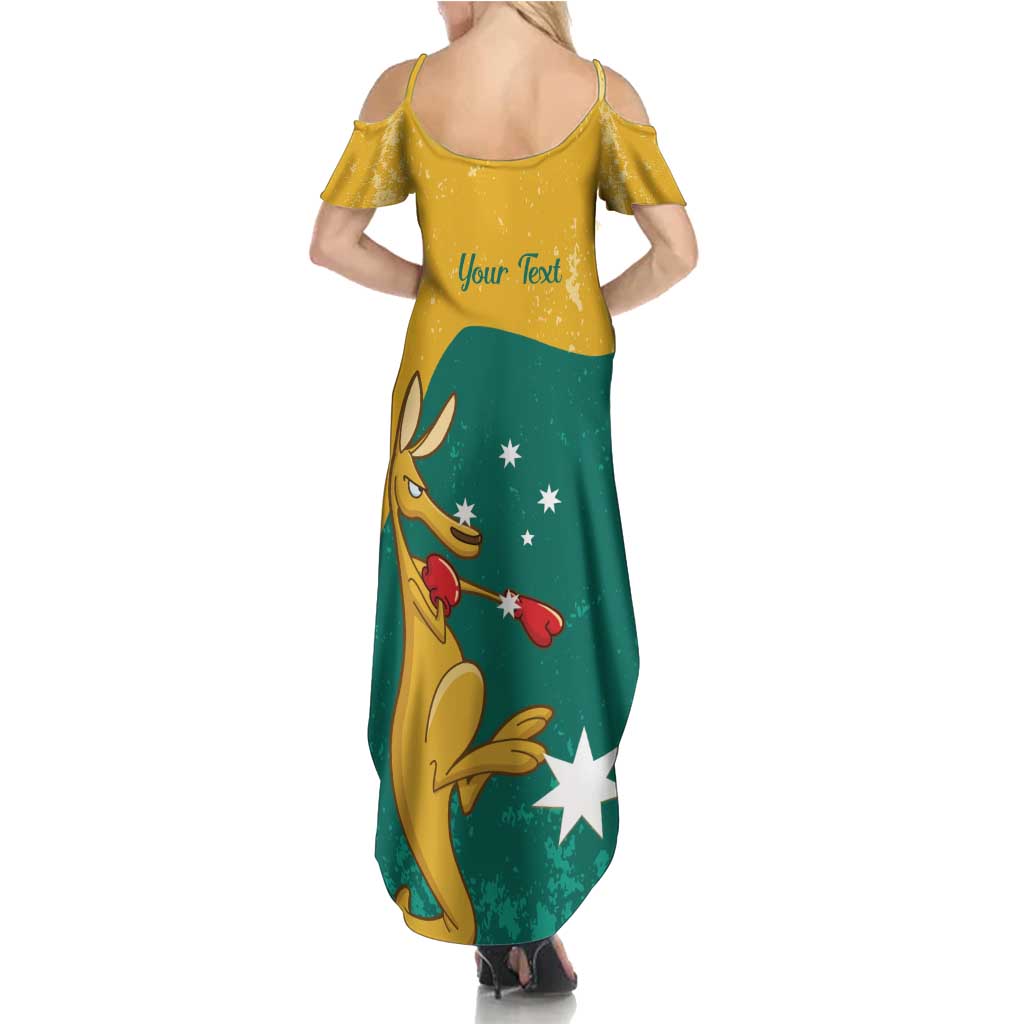 Personalised Boxing Kangaroo Family Matching Summer Maxi Dress and Hawaiian Shirt Aussie Oi Oi Oi Sporty National Color - Aussie Hoodie