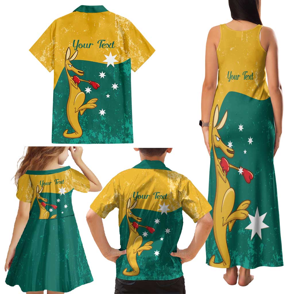 Personalised Boxing Kangaroo Family Matching Tank Maxi Dress and Hawaiian Shirt Aussie Oi Oi Oi Sporty National Color - Aussie Hoodie