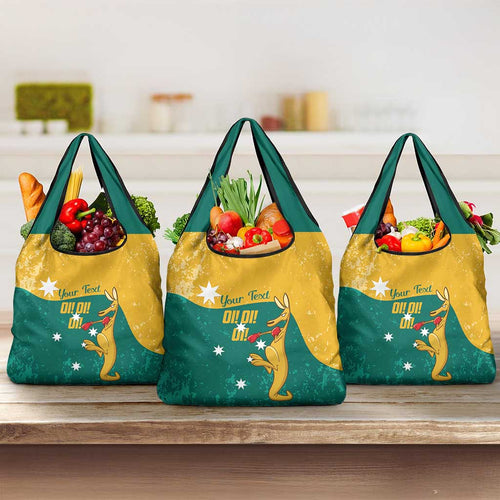 Personalised Boxing Kangaroo Grocery Bag Aussie Oi Oi Oi Sporty National Color - Aussie Hoodie