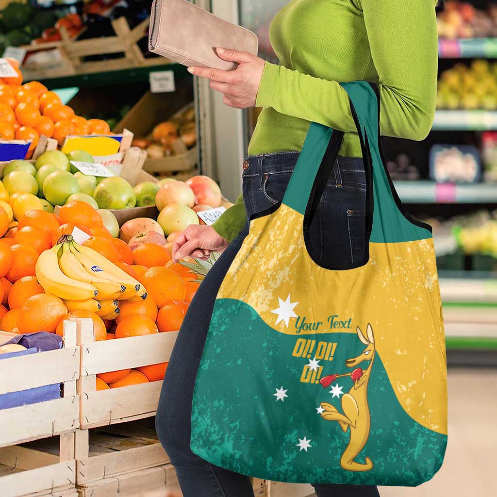 Personalised Boxing Kangaroo Grocery Bag Aussie Oi Oi Oi Sporty National Color - Aussie Hoodie