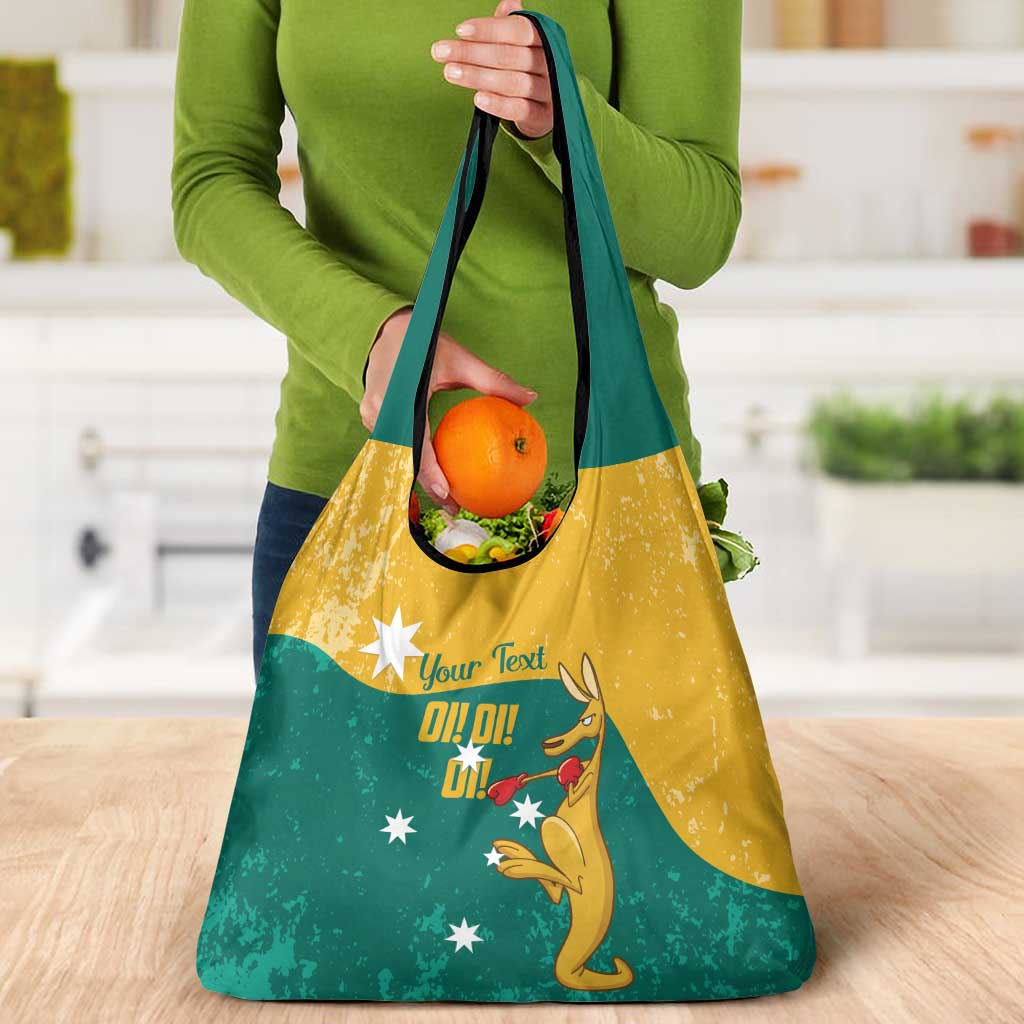 Personalised Boxing Kangaroo Grocery Bag Aussie Oi Oi Oi Sporty National Color - Aussie Hoodie