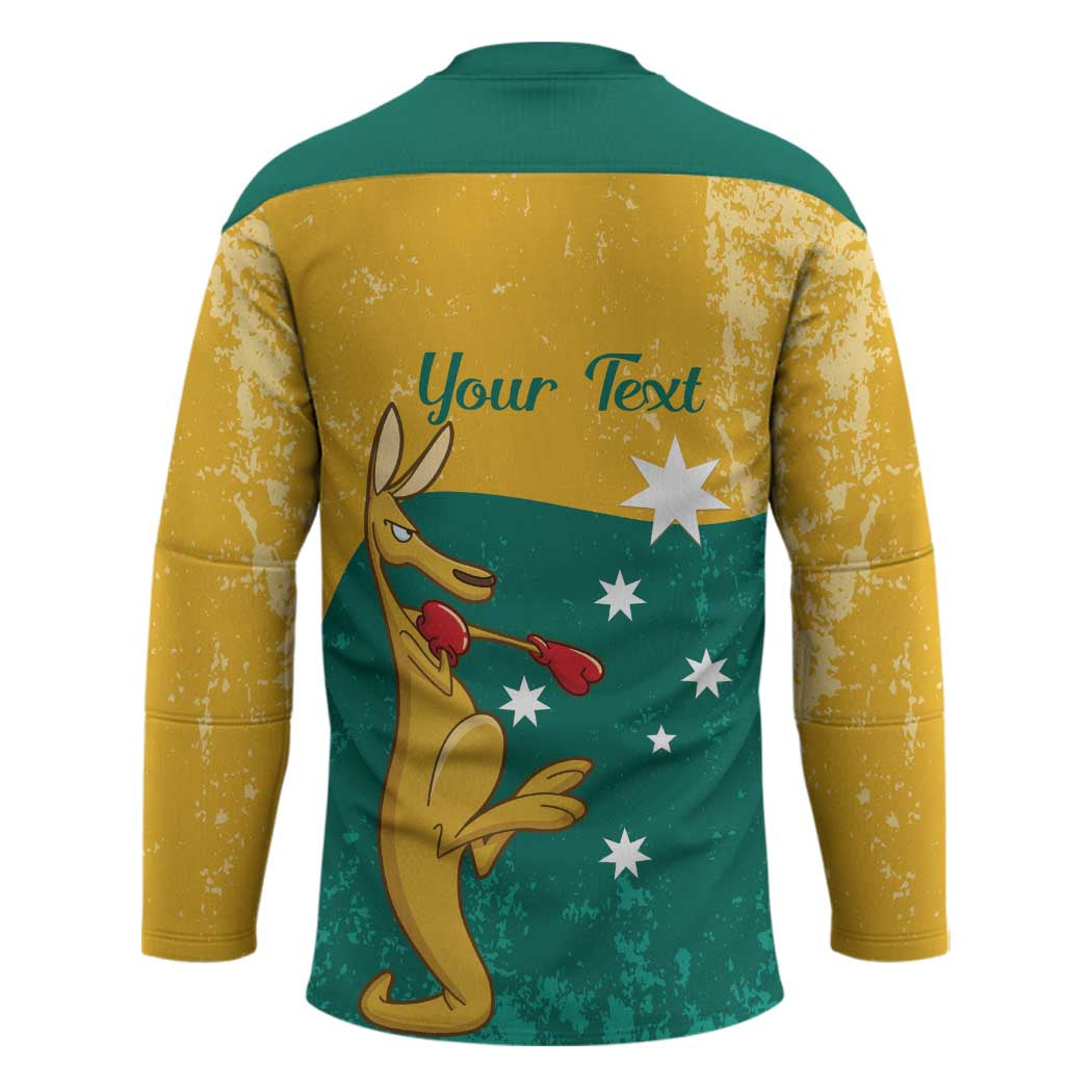 Personalised Boxing Kangaroo Hockey Jersey Aussie Oi Oi Oi Sporty National Color - Aussie Hoodie