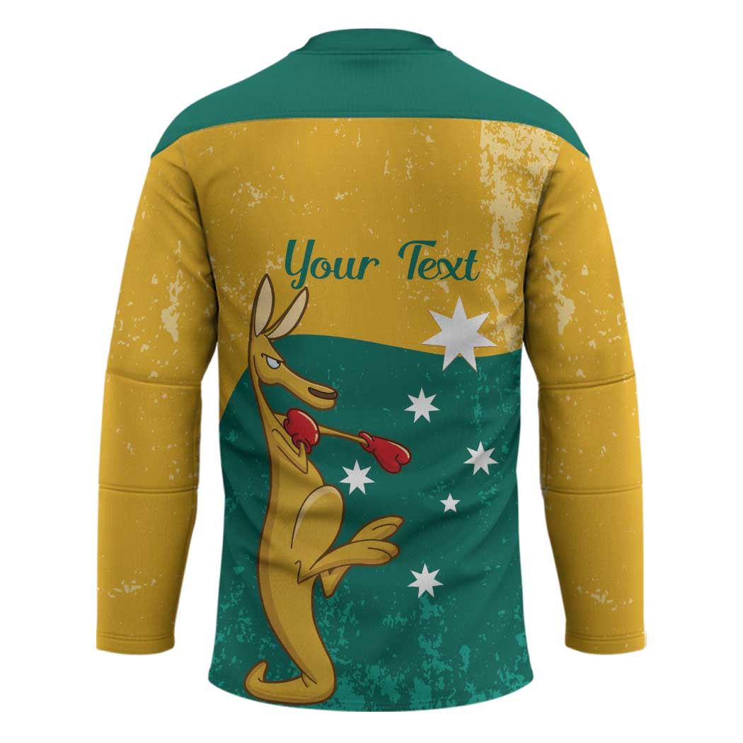Personalised Boxing Kangaroo Hockey Jersey Aussie Oi Oi Oi Sporty National Color - Aussie Hoodie