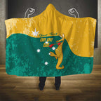 Personalised Boxing Kangaroo Hooded Blanket Aussie Oi Oi Oi Sporty National Color - Aussie Hoodie