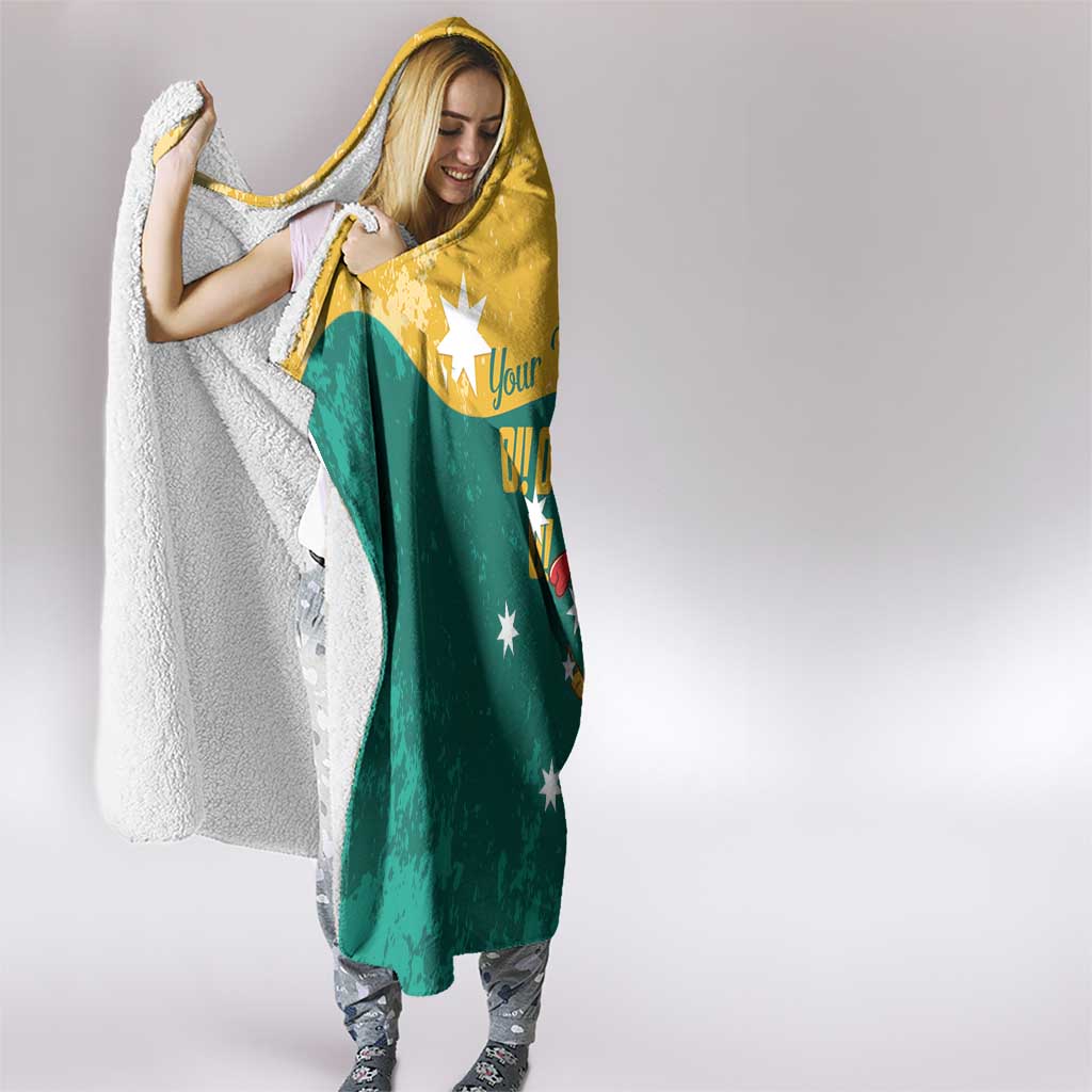 Personalised Boxing Kangaroo Hooded Blanket Aussie Oi Oi Oi Sporty National Color - Aussie Hoodie