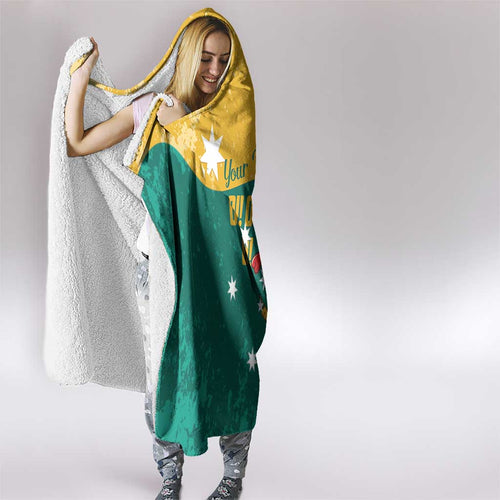 Personalised Boxing Kangaroo Hooded Blanket Aussie Oi Oi Oi Sporty National Color - Aussie Hoodie