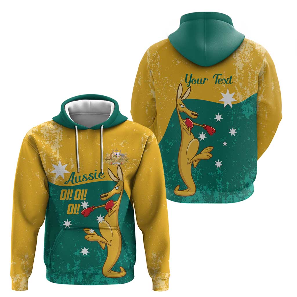 Personalised Boxing Kangaroo Hoodie Aussie Oi Oi Oi Sporty National Color - Aussie Hoodie